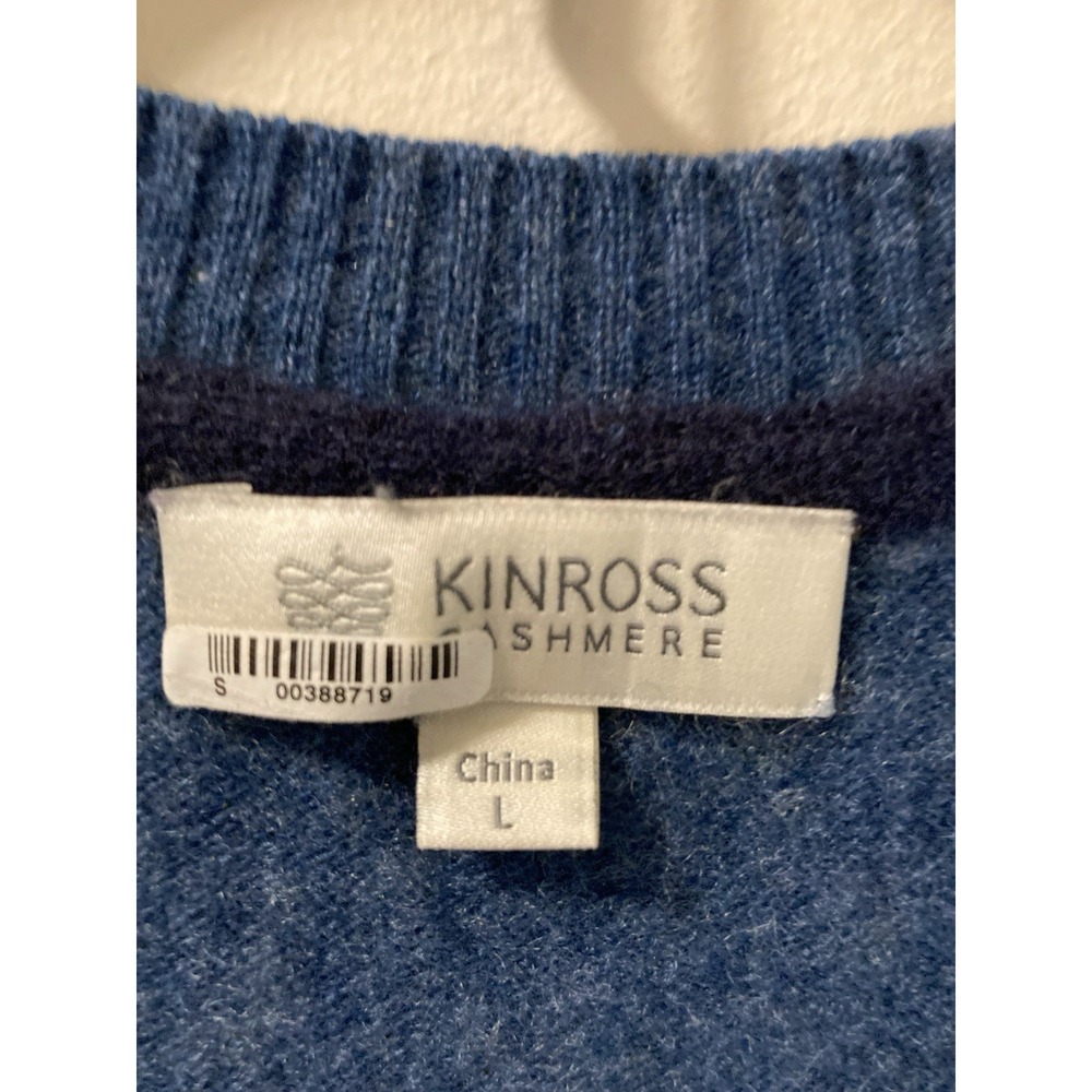 KINROSS 100% Cashmere Sweater Vest Men's Sz Large Blue‎ V-Neck Grandpa - Picture 3 of 7
